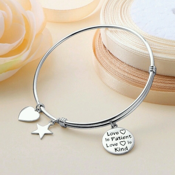 C4:  Sterling Silver  Love Is Patient & Kind Bracelet - Picture 1 of 5